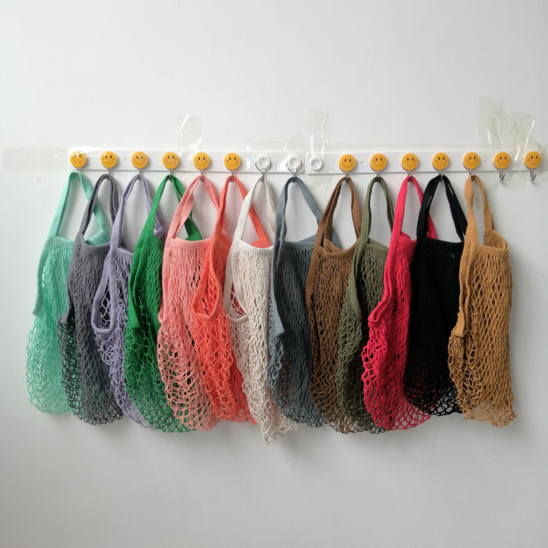 Short Handle Cotton String Net Shopping Grocery Bags 1