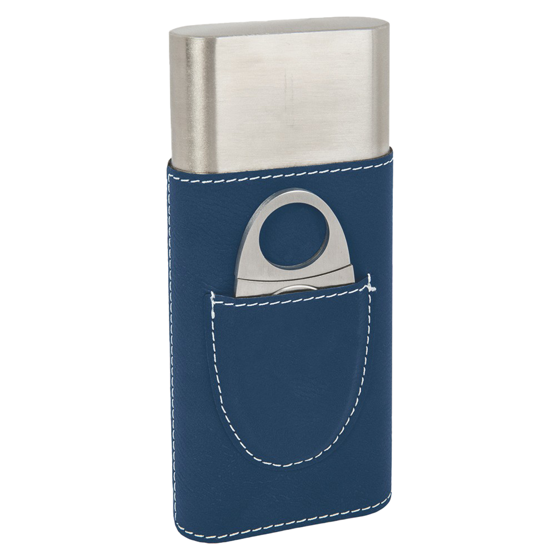 Blue/Silver Leatherette Cigar Case w/ Cutter 3