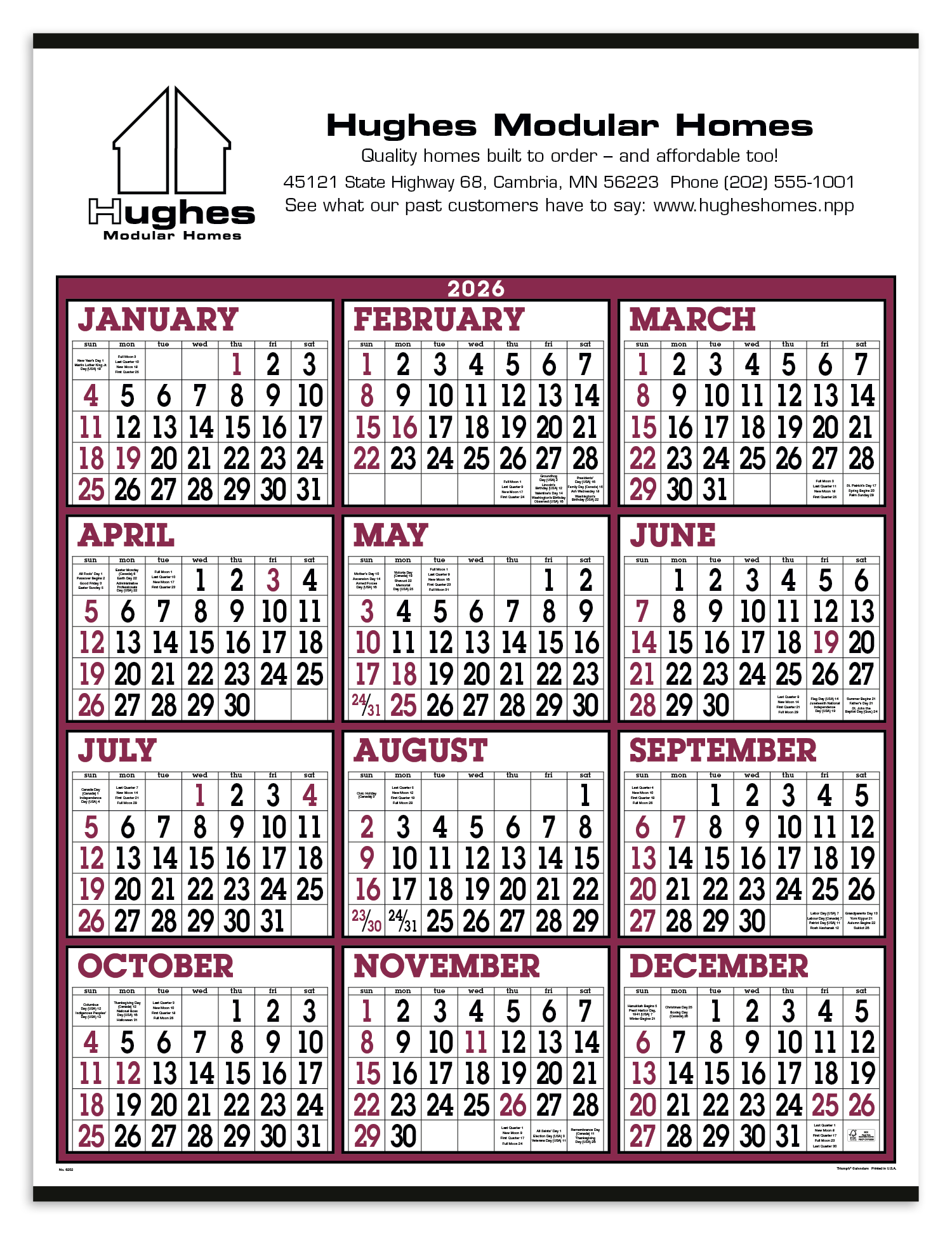 Triumph® Calendars Big Numbers Span-A-Year Calendar 1