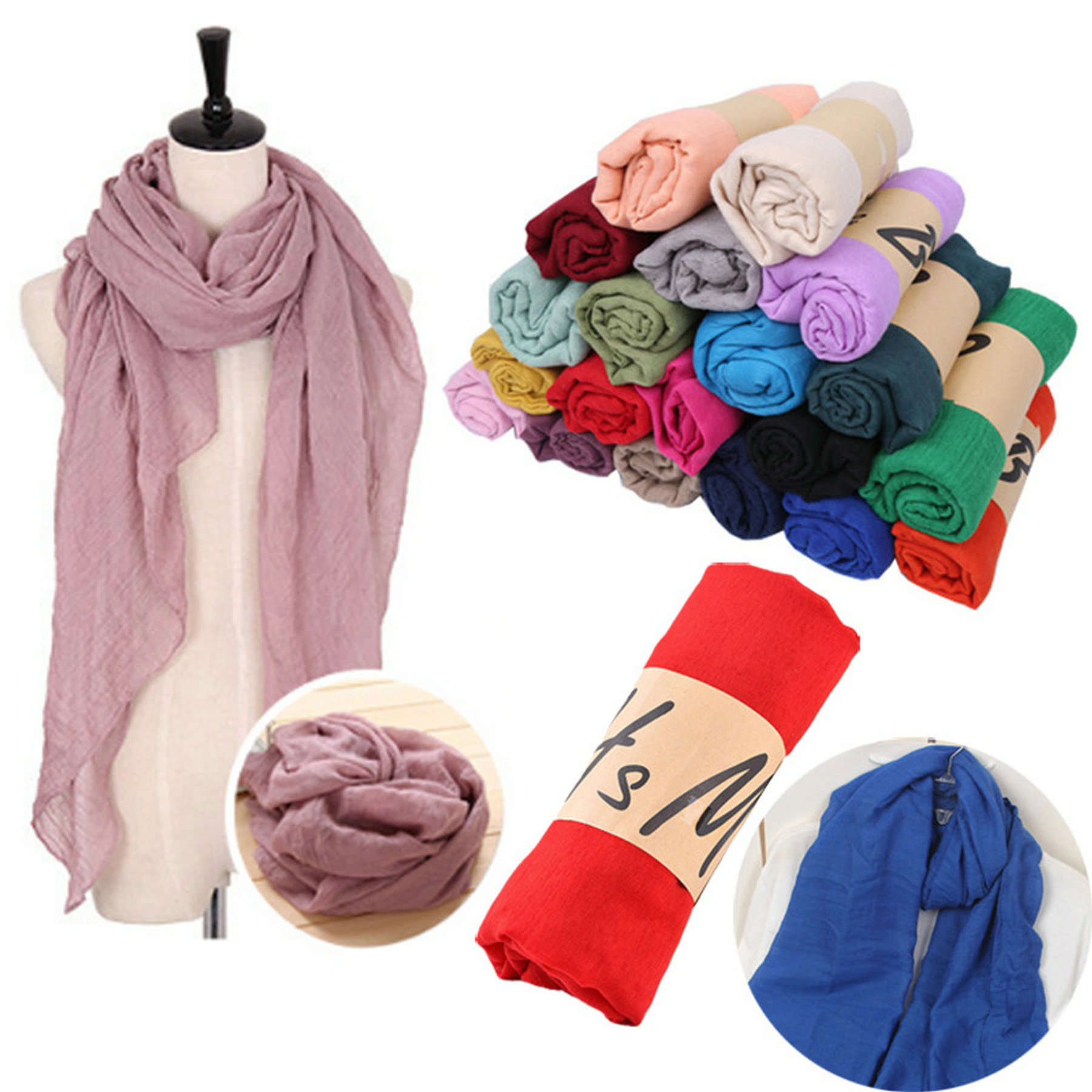 71" Ramie Cotton Fabric Scarf 2