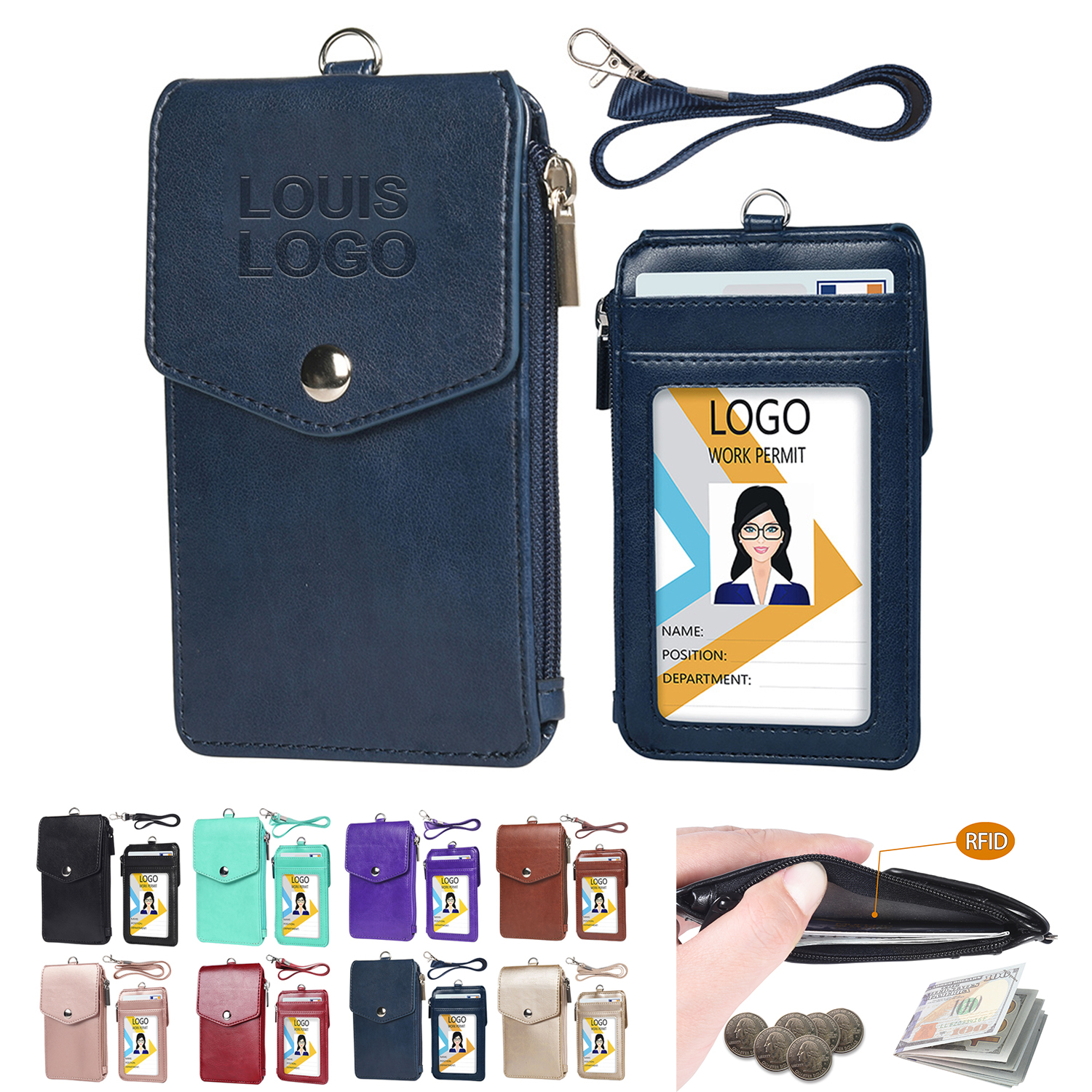 Neck Wallet Set with Flap Top and Five Pockets 2