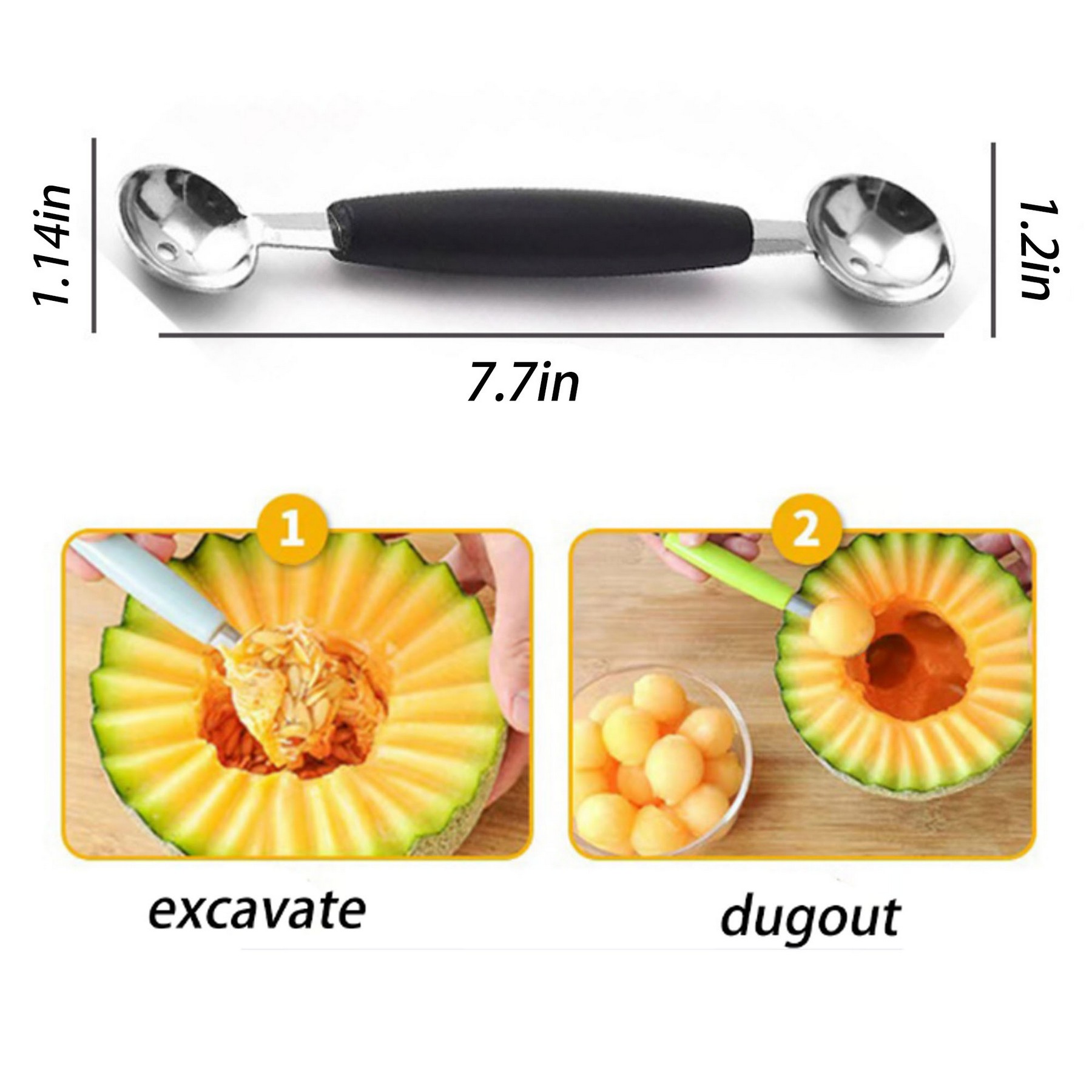 Double-Sided Fruit Melon Baller Spoon 2