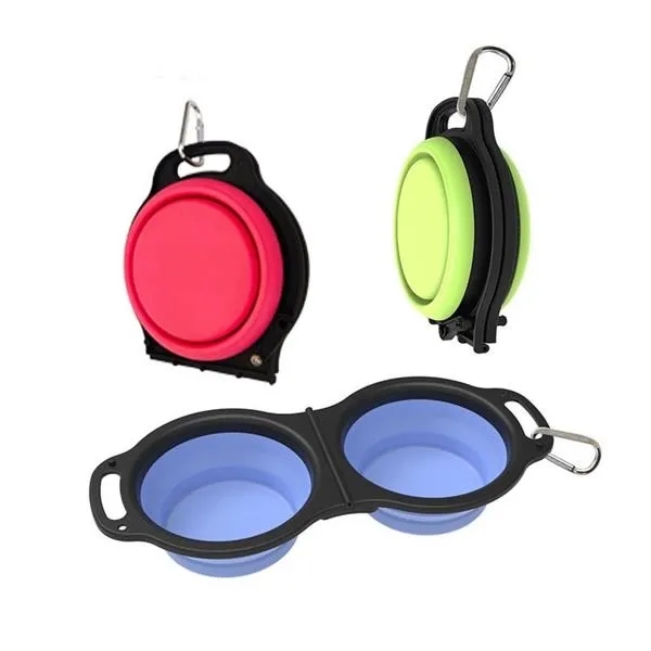 Collapsible Pet Double Bowls with Carabiner 4
