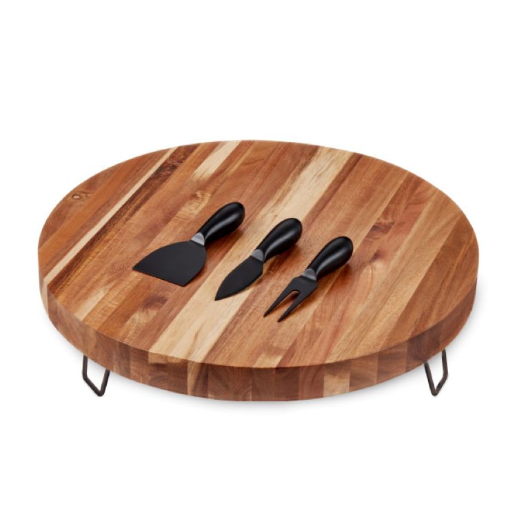 Twine Living® Acacia Footed Cheese Board & Knife Set 5