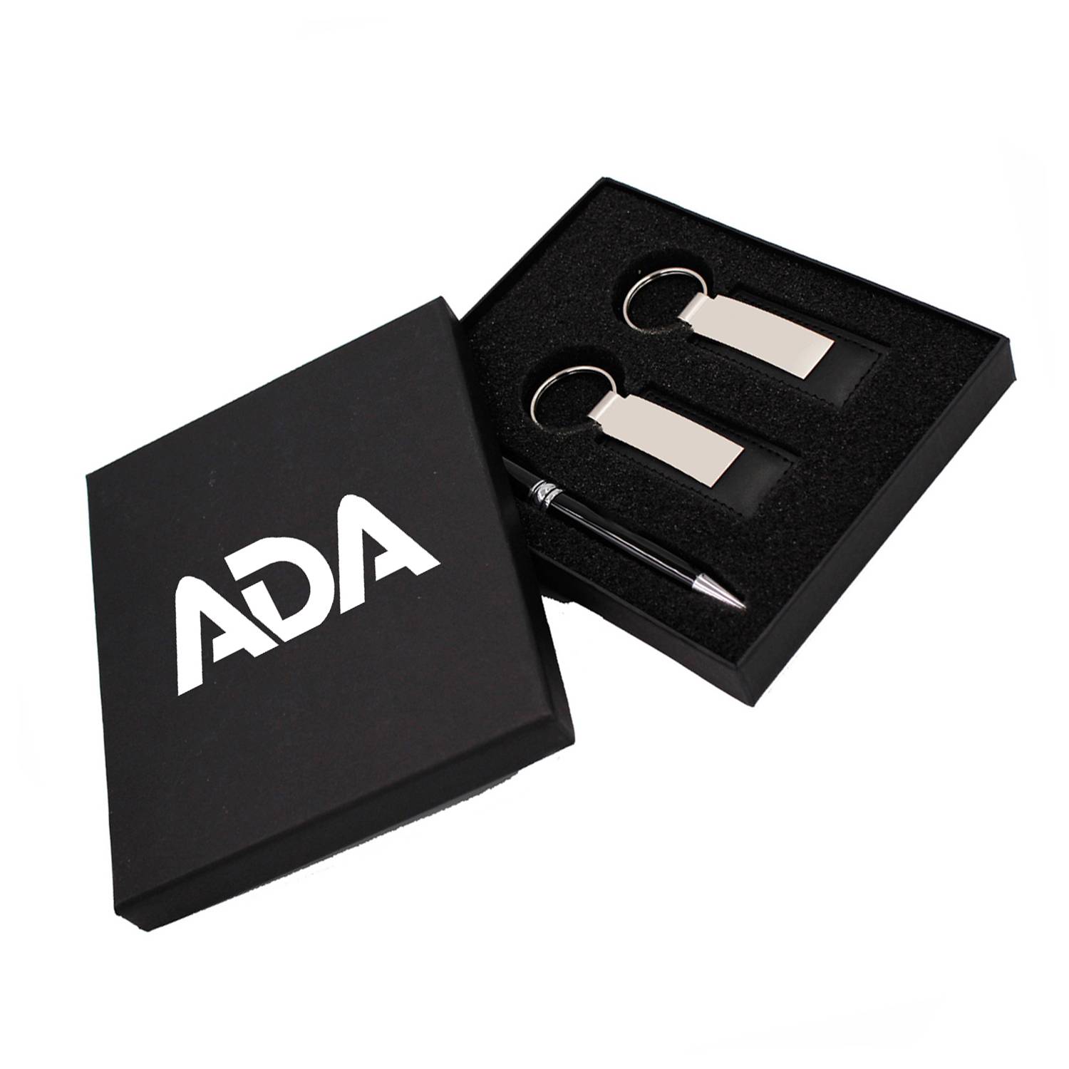 PU Leather Keychain Aluminum Pen Business Gift Set 2