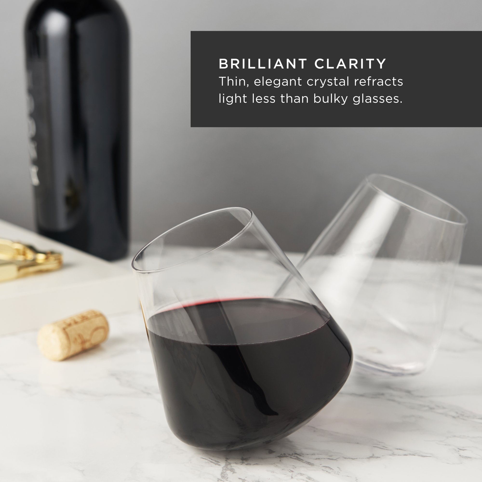 Viski® Rolling Crystal Wine Glass, set of 2 8