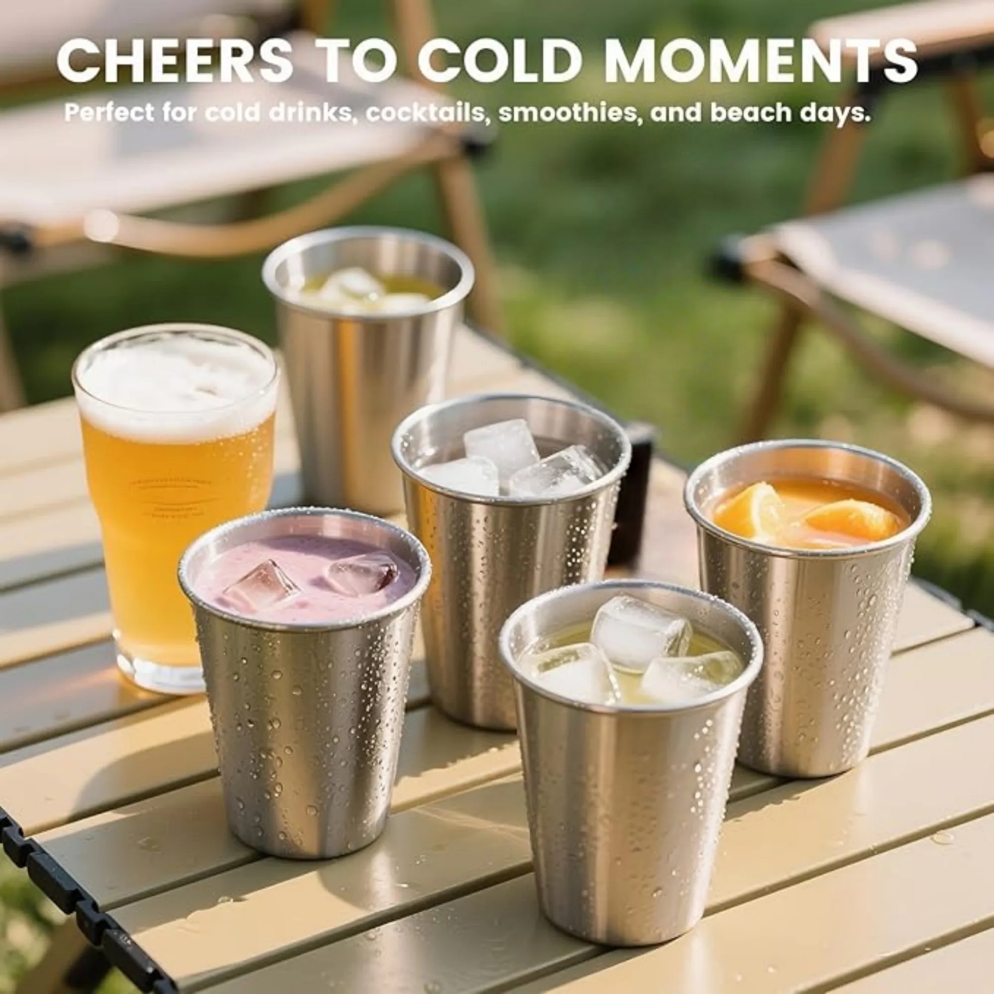 12oz Stainless Steel Cups Stackable Metal Drinking Glasses 7
