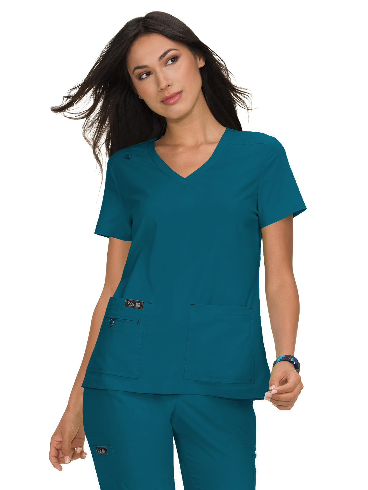 koi - Basics - Women's Four-Pocket Stretch V-Neck Becca Top 16
