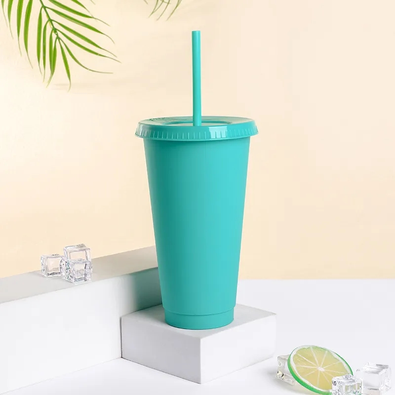 Reusable Color Changing Cup Plastic Tumblers With Lids 3