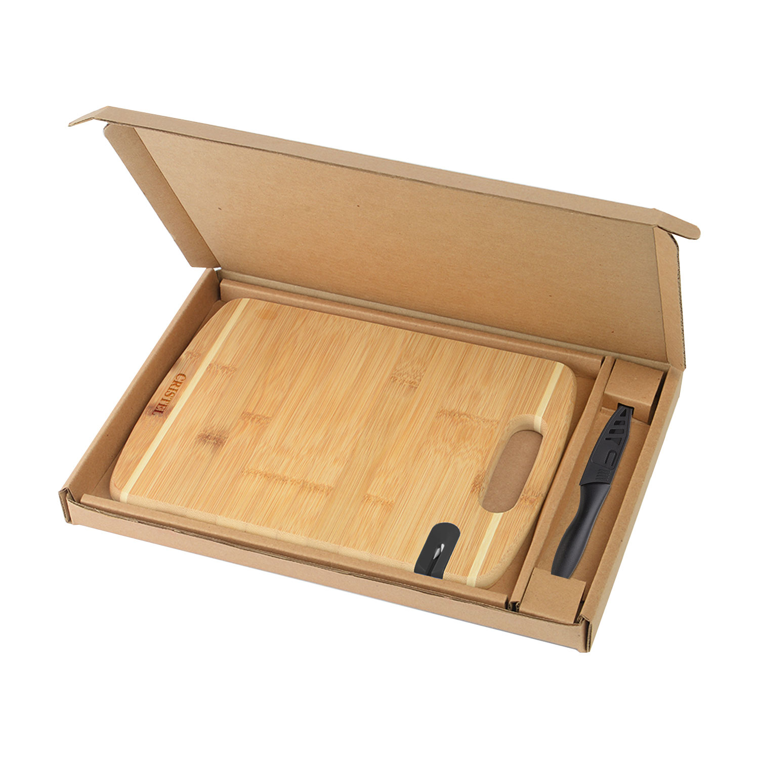 Bamboo Sharpen-It Cutting Board w/Knife Gift Box Set 4