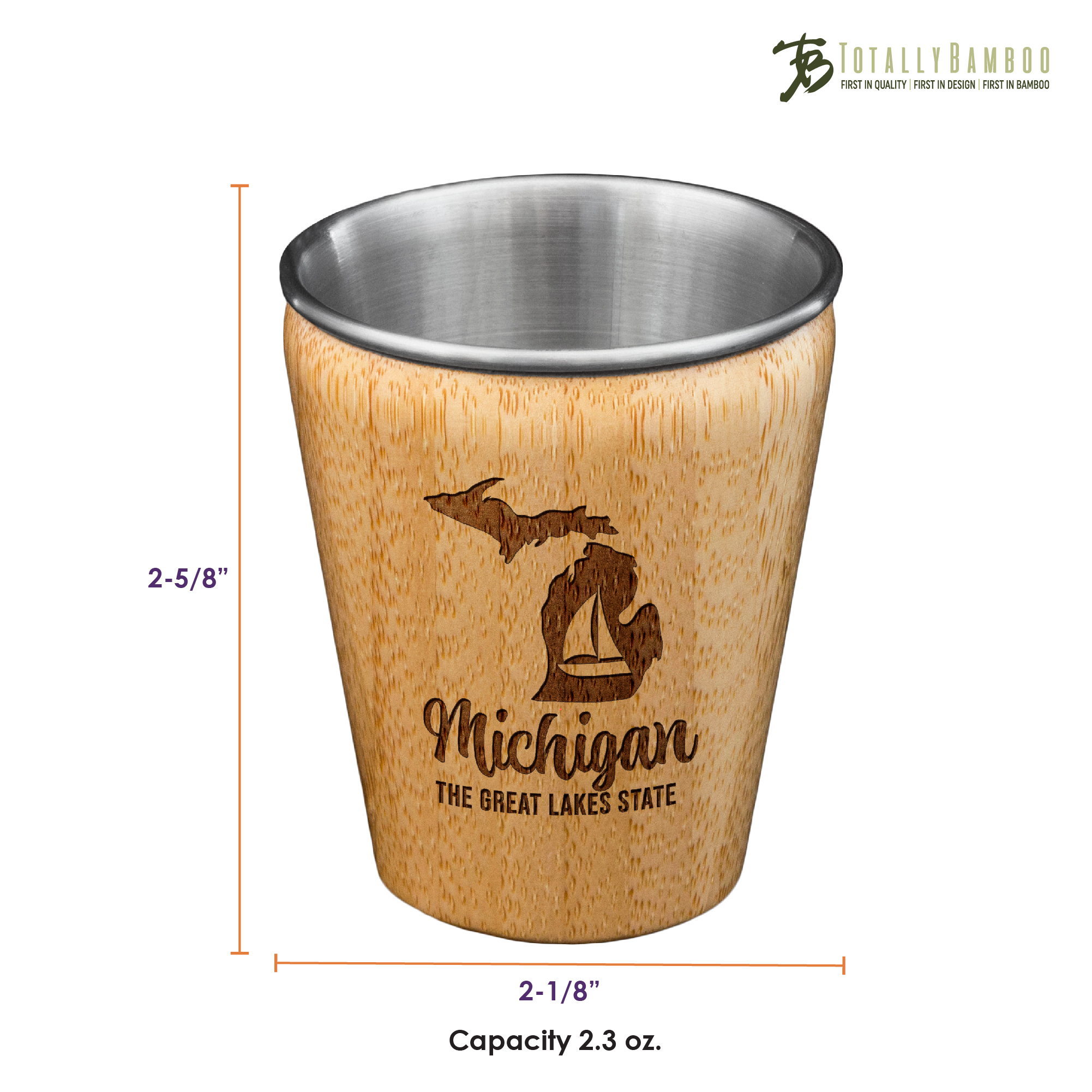 Michigan State Bamboo and Stainless Steel Shot Glass 4