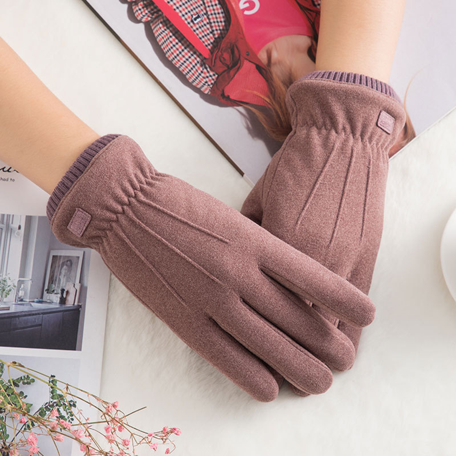 Winter Touchscreen Texting Phone Womens Windproof Gloves 3