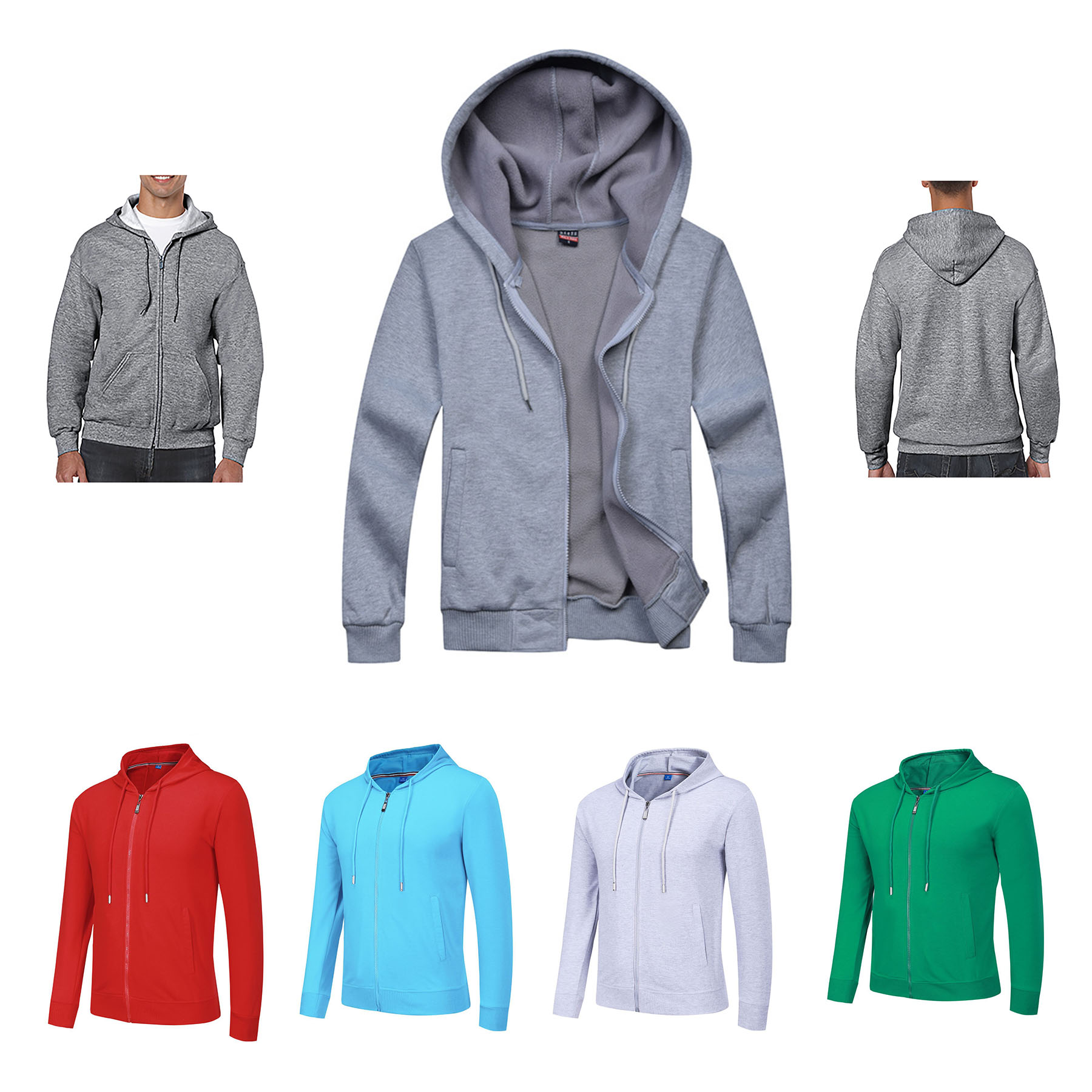 Long-sleeved Zipper Hooded Sweatshirt, custom hoodie or sweatshirt with logo imprint 2