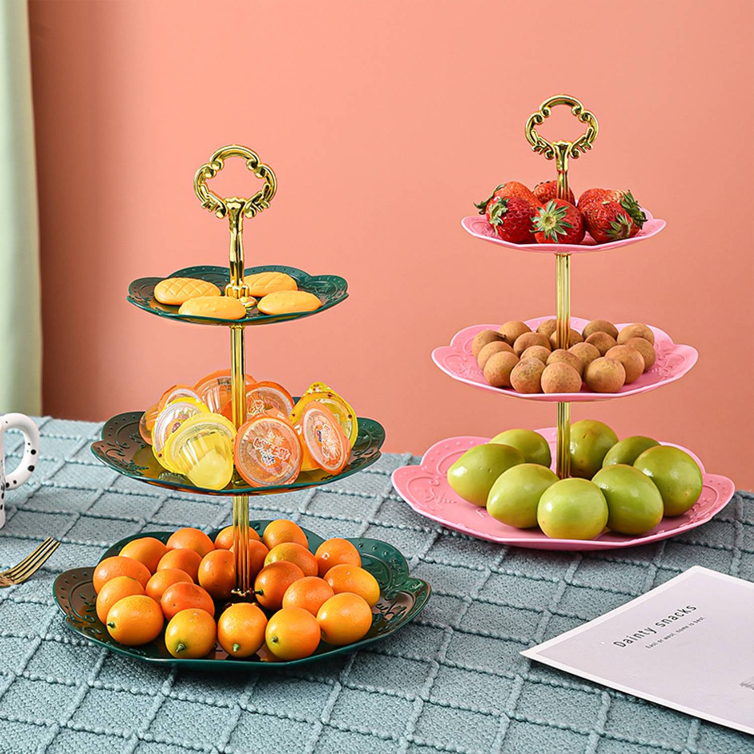 Three Layers Dim Sum Rack Plastic Wedding Dried Fruit Tray 6