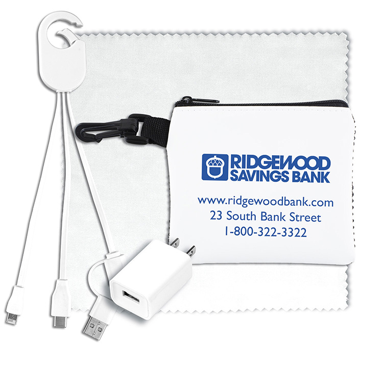 "TechMesh Jumbo" Tech Home and Travel Kit with Microfiber Cleaning Cloth, USB Wall Charger in Mesh Z 2