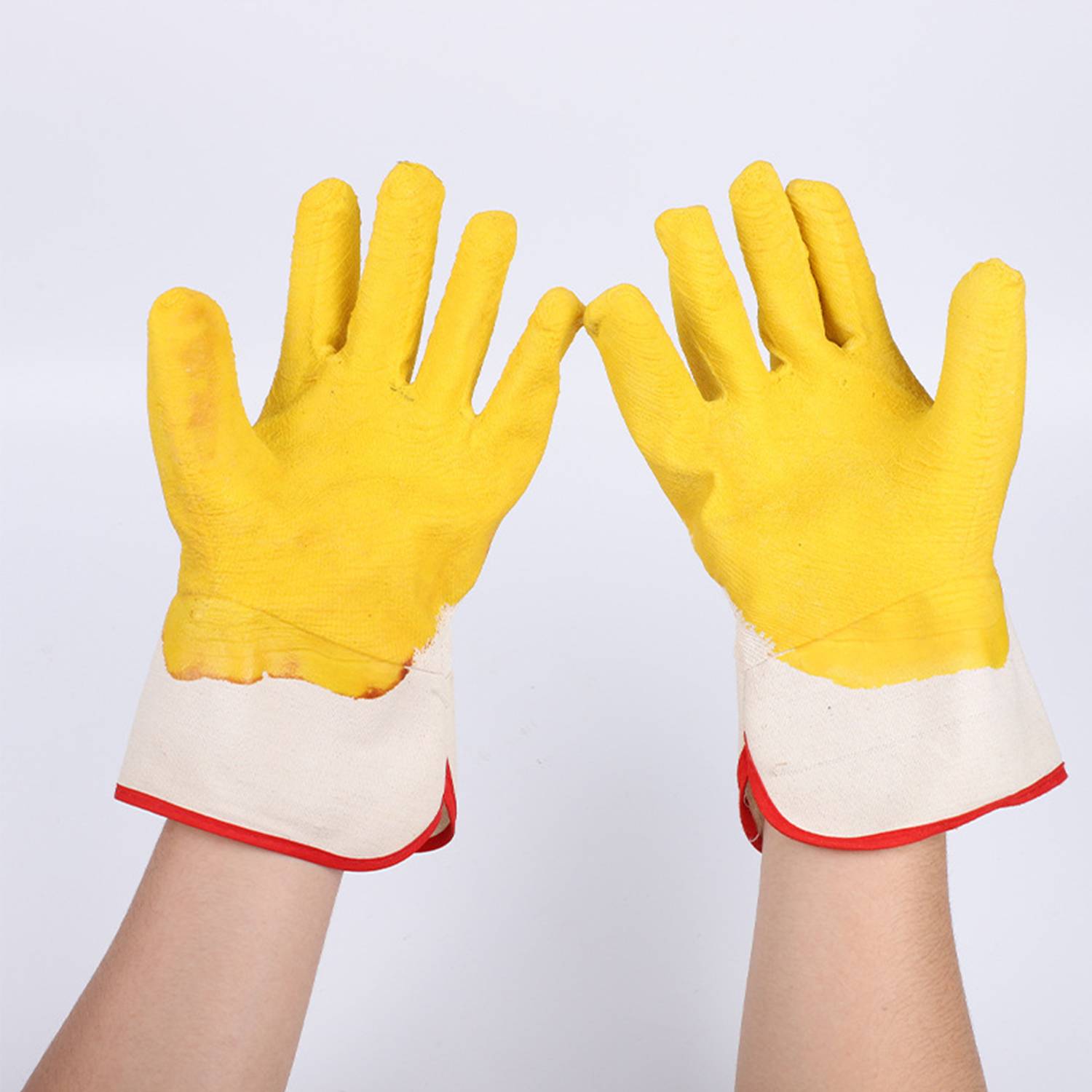 Safety Rubber Palm Gloves Cotton Canvas Liner 4