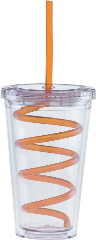 Carnival Cups-Color Curly Straw, Clear Lid 23