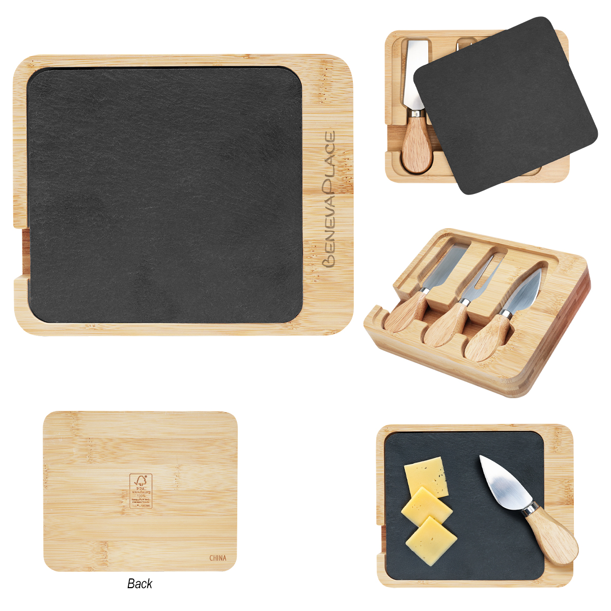 Slate & Bamboo Cheese Server Set 5