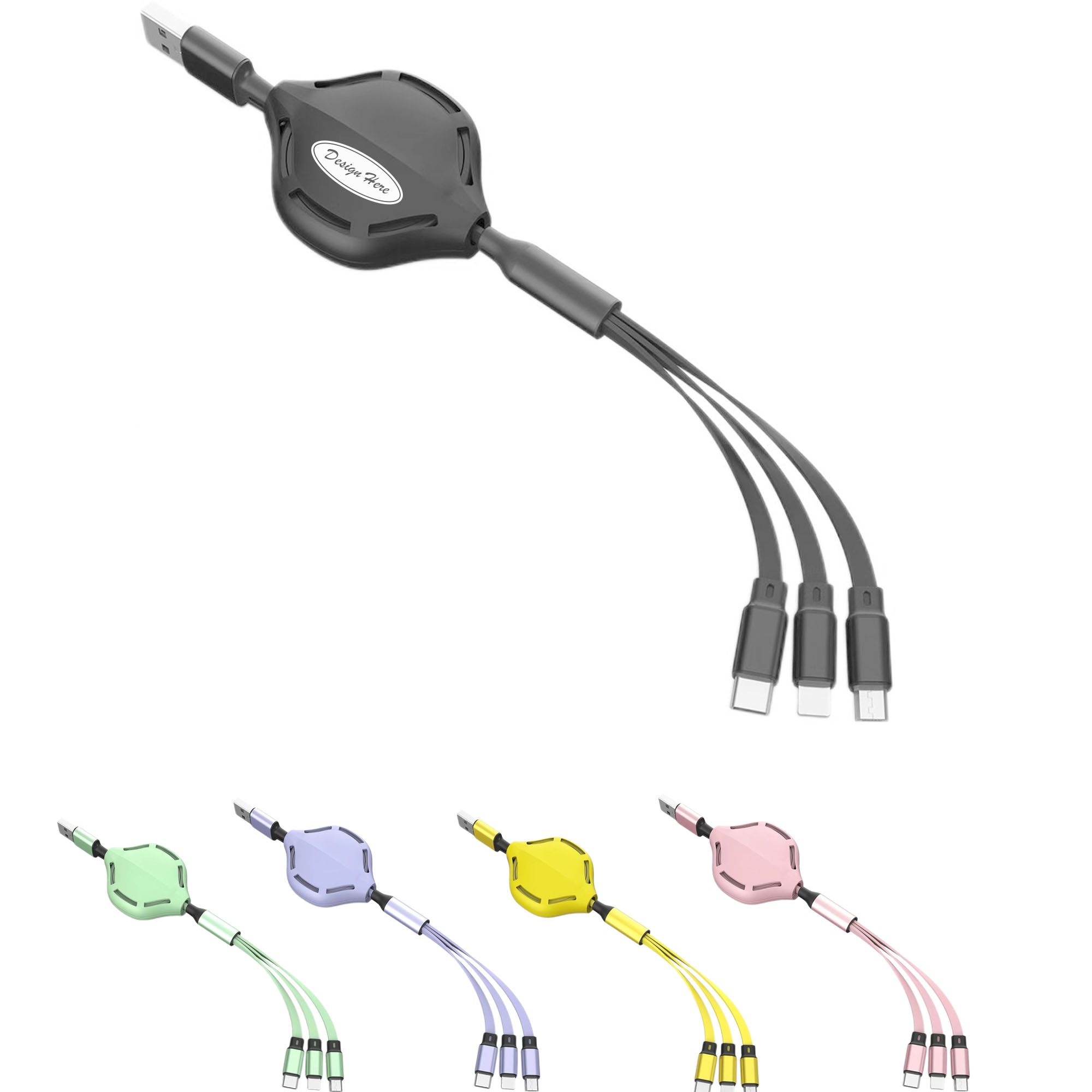 3-in-1 Retractable Charging Cable Type-C Multi USB Charger 2