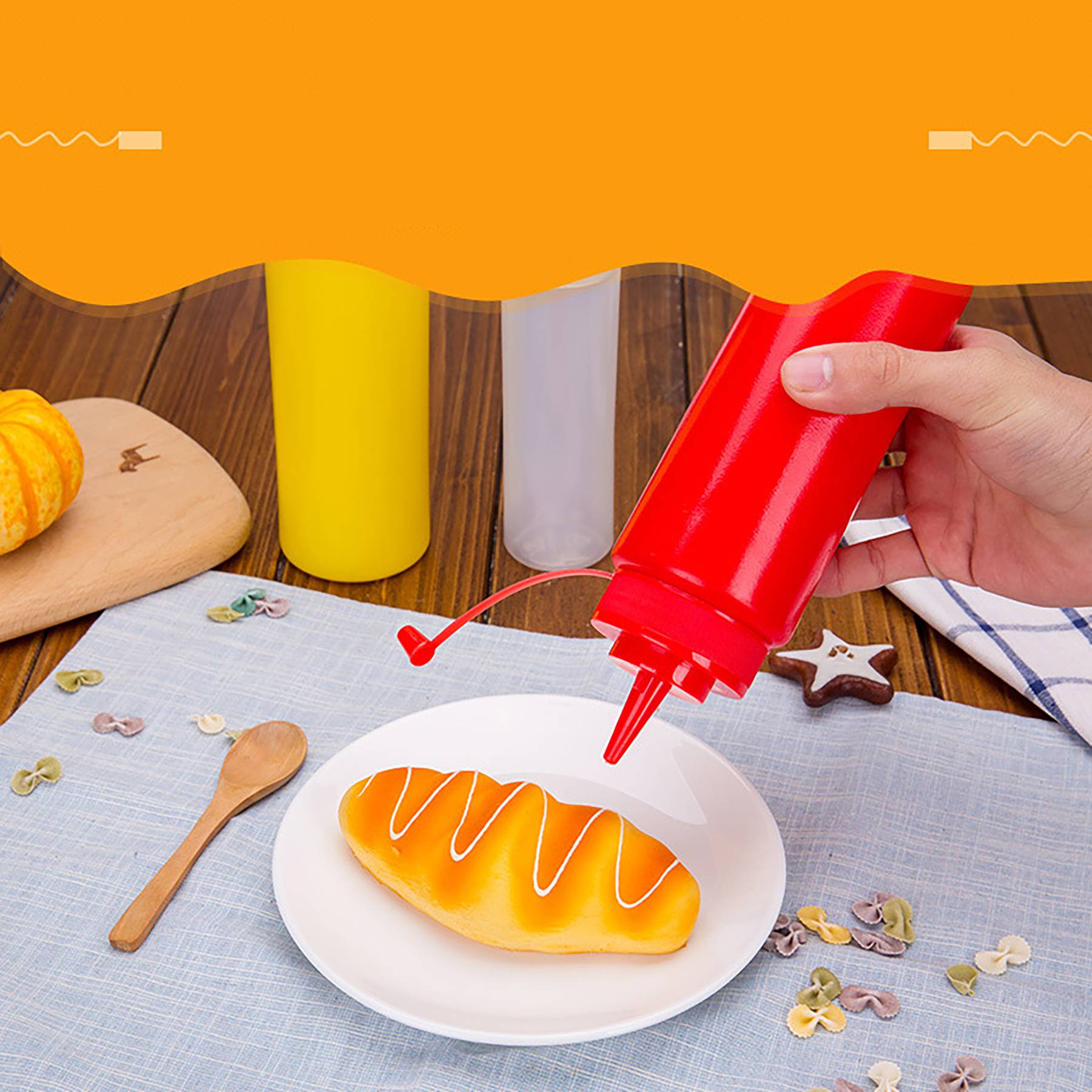 24 oz Plastic Squeeze Sauce Bottles with Nozzle Caps 5