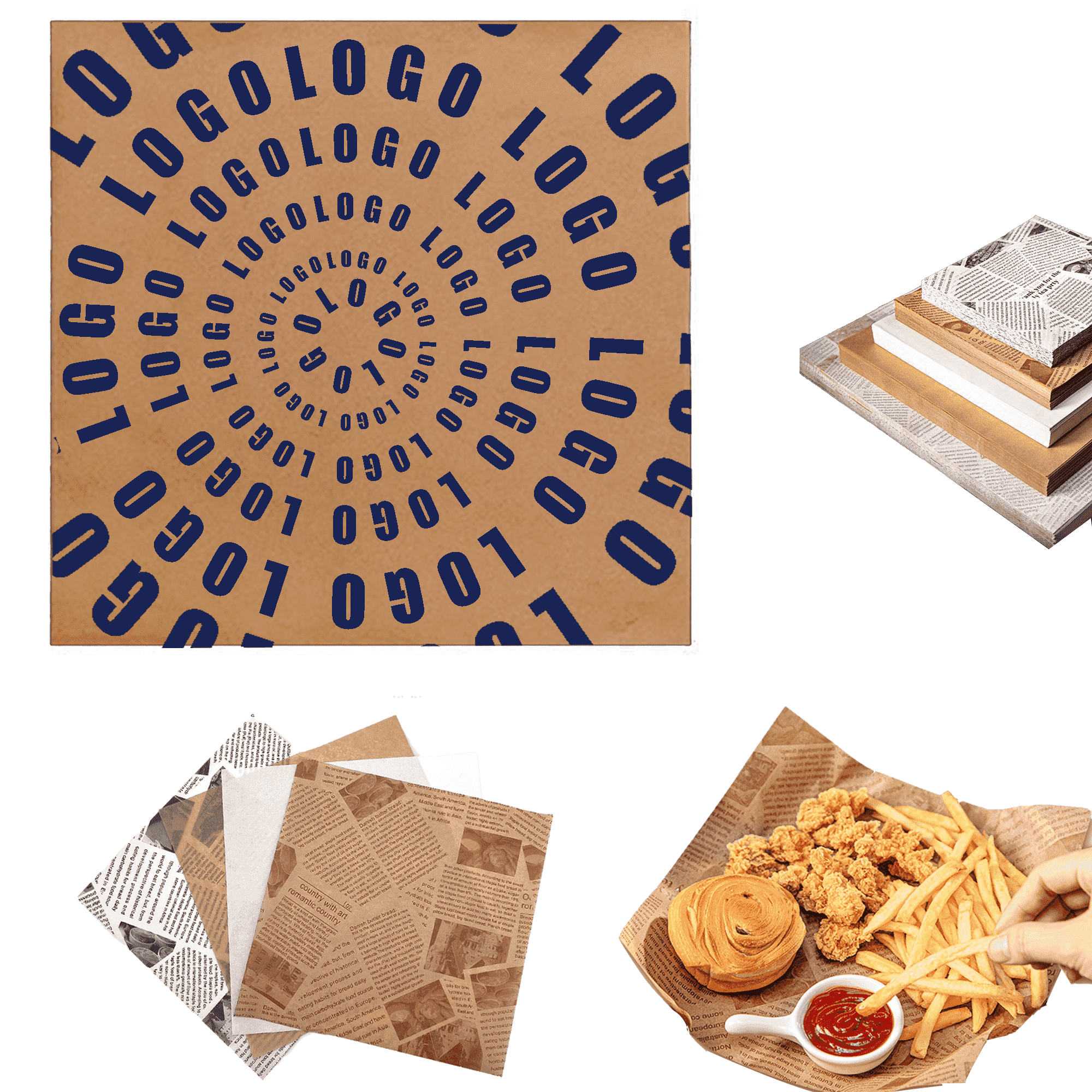 Oil Proof Food Wrap Burger Paper MOQ1000 2