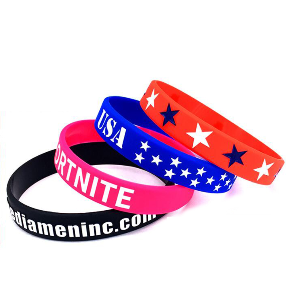 Screen Printed Silicone Wrist Band 8" L x 0.5" W 1