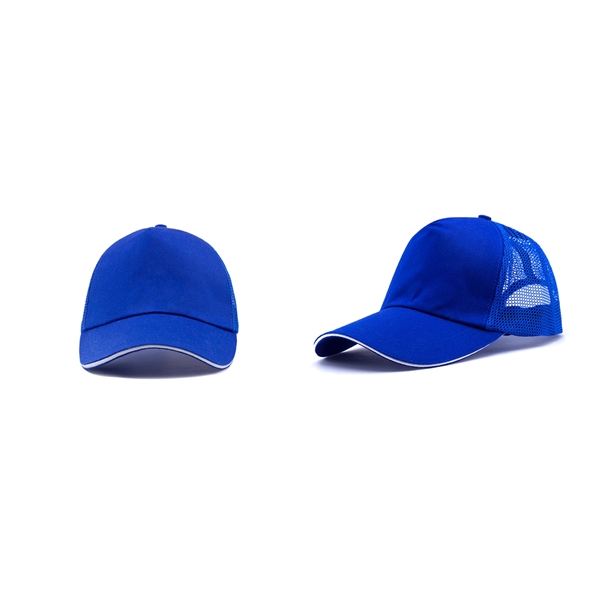 Stock Poly Cotton 5 Panel Mesh Back Cap, Hook and Loop Fastener 9