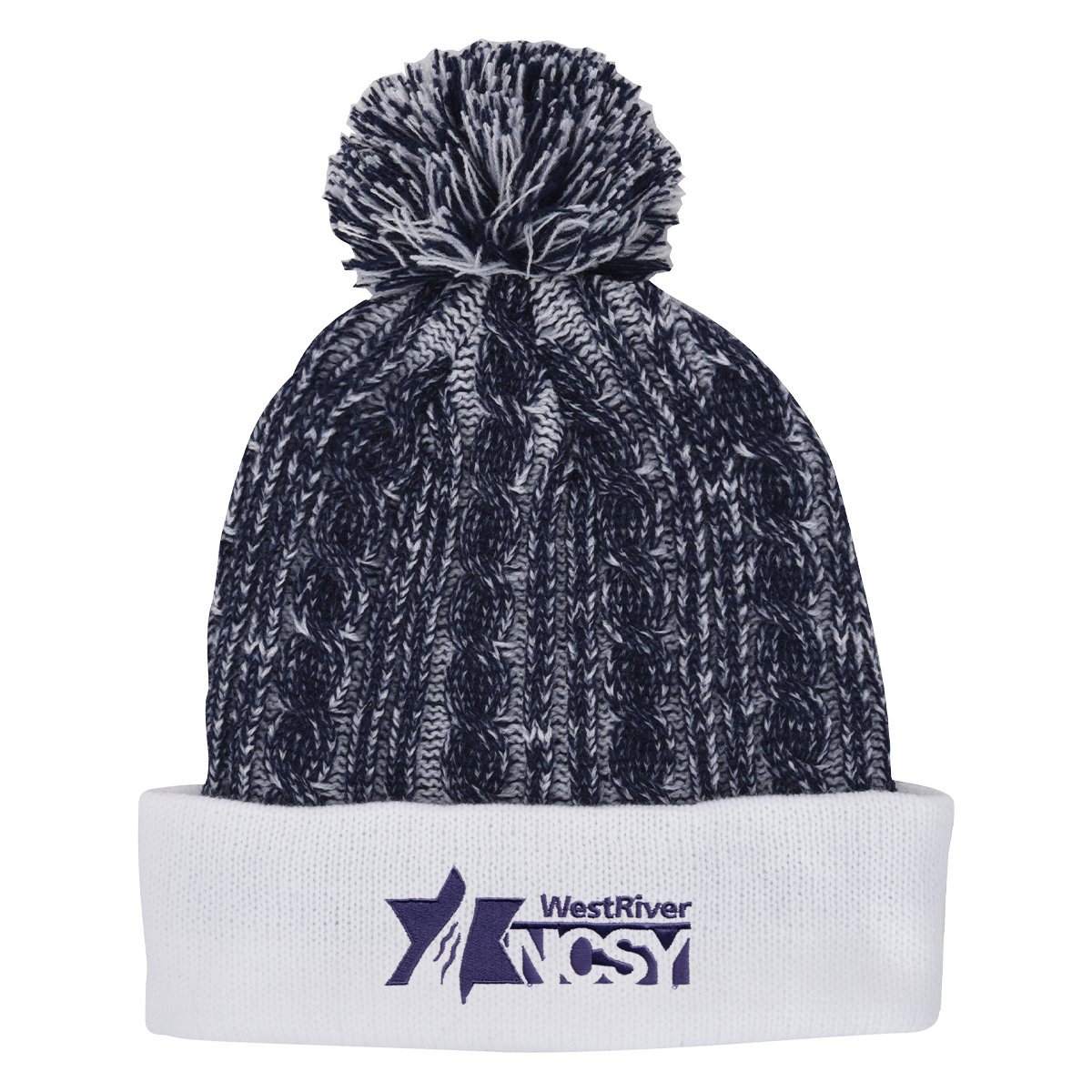 Casey Cable Knit Pom Beanie With Cuff 13