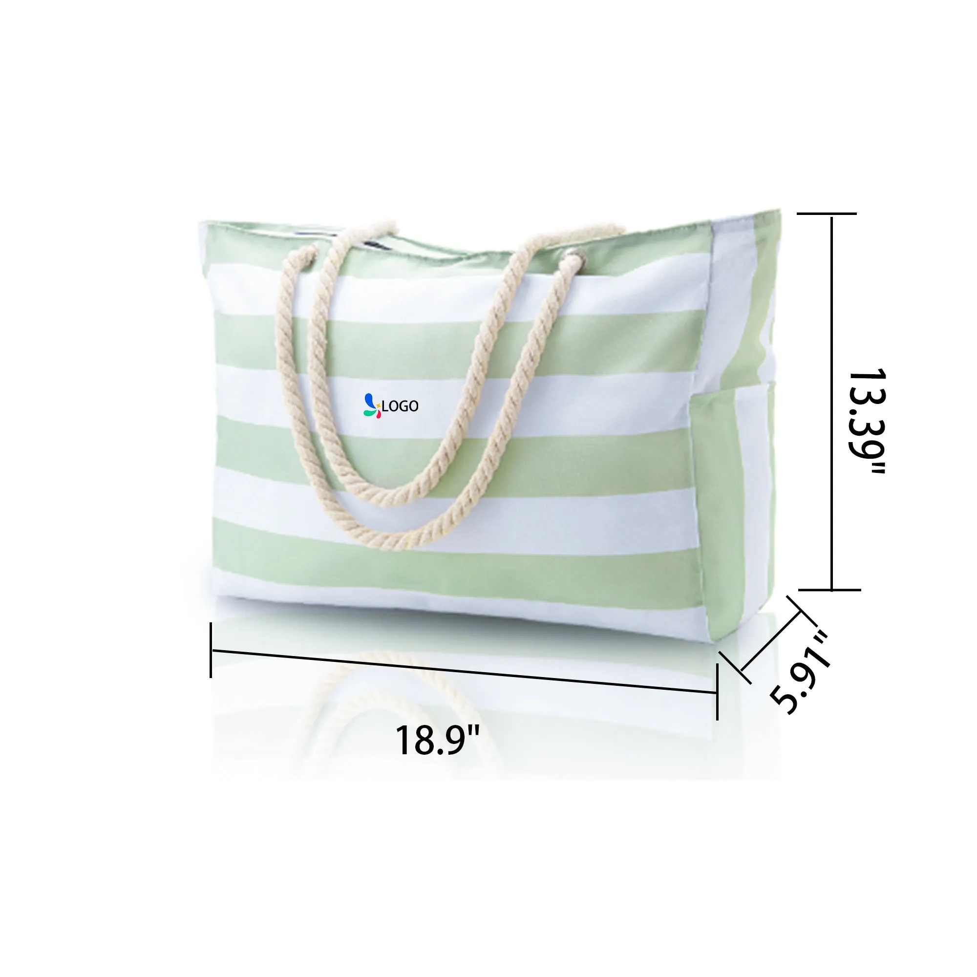 Large Striped Waterproof Beach Tote Bag 5