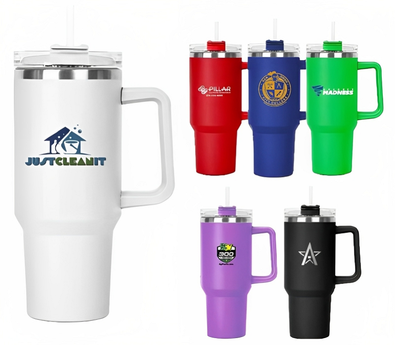 Stainless Steel Tumbler with Handle and Straw, 40 oz. 8