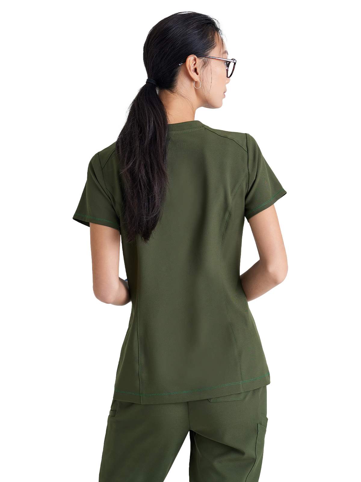 Grey's Anatomy Evolve Stretch - Women's One-Pocket Banded V-Neck Sway Scrub Top 5