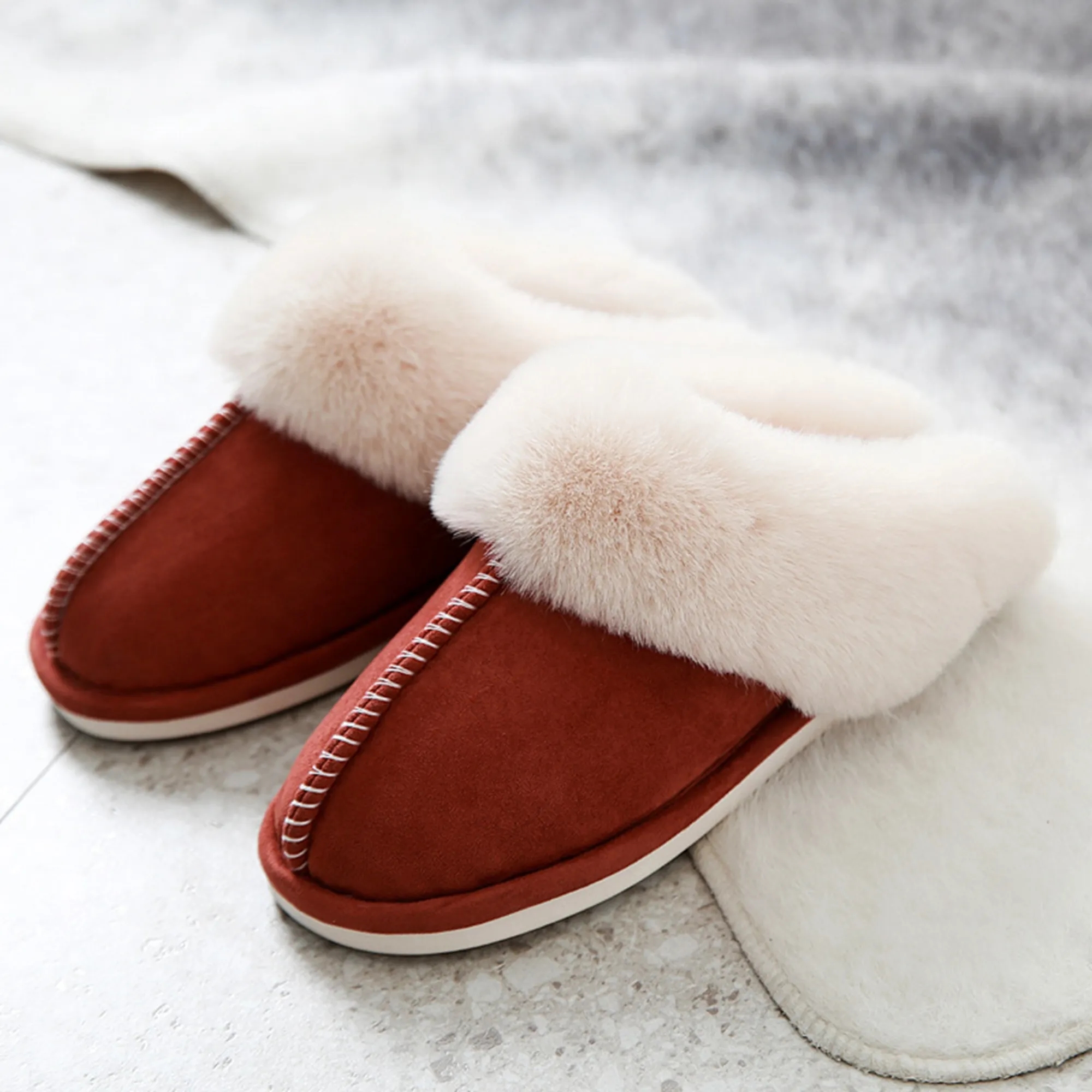 Womens Slipper Memory Foam Fluffy Soft Warm 3