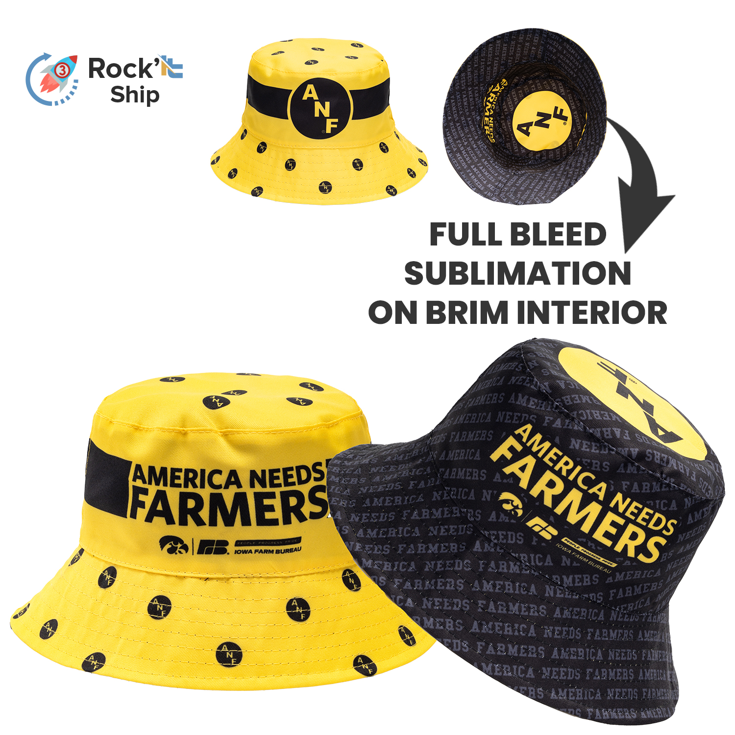 Rock'it 3-Day Reversible Bucket Hats w/ Dye-Sublimation on Both Sides 1