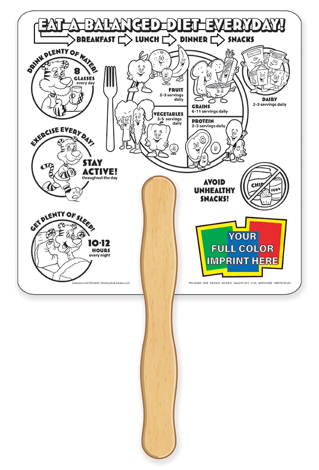 HAND FANS - Good Nutrition Coloring Hand Fan 6