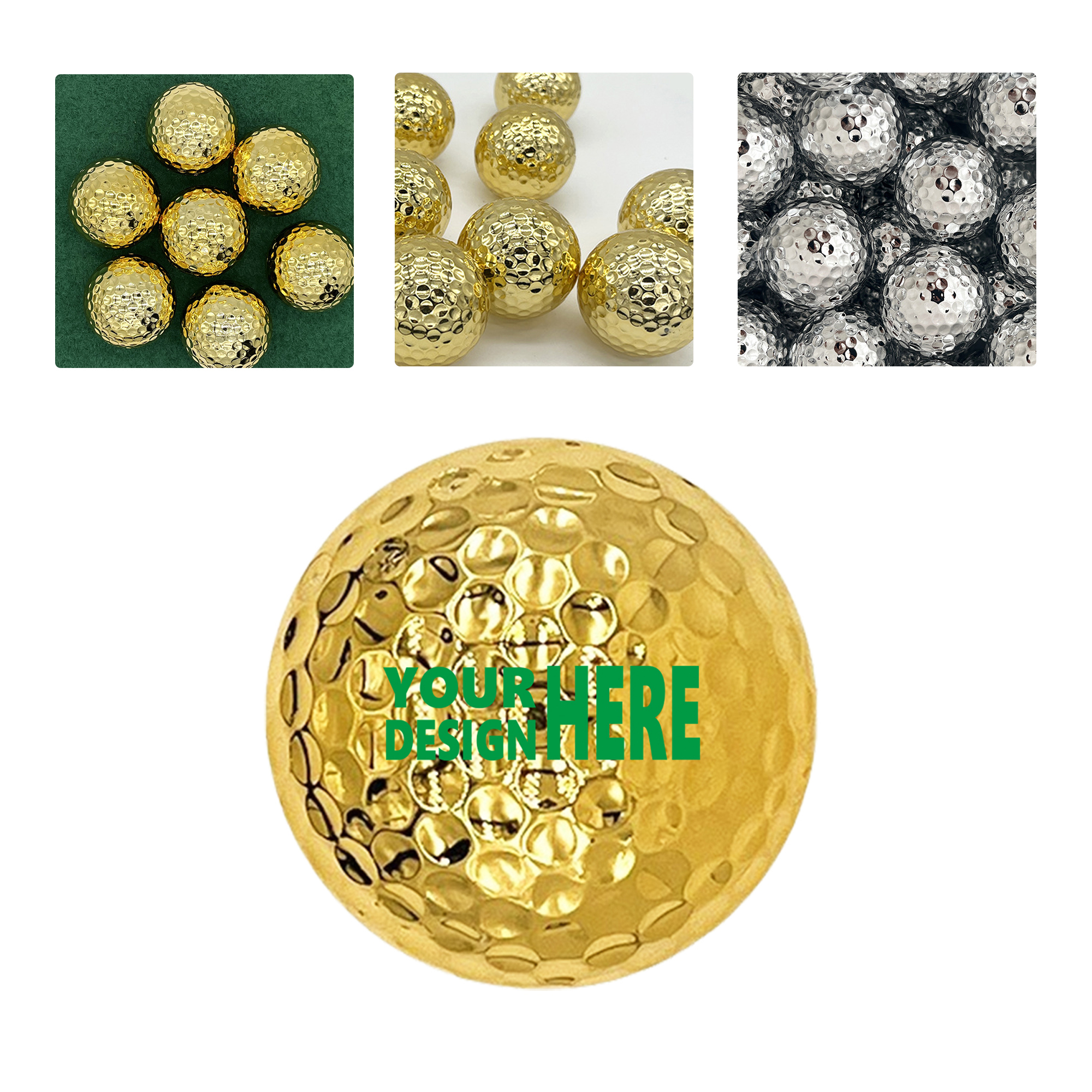 MOQ50 Custom Gold Plated Golf Ball for Marketing and Display 1