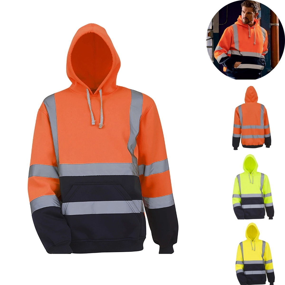 High Visibility  pull-over Hoodie, custom hoodie or sweatshirt with logo imprint 2