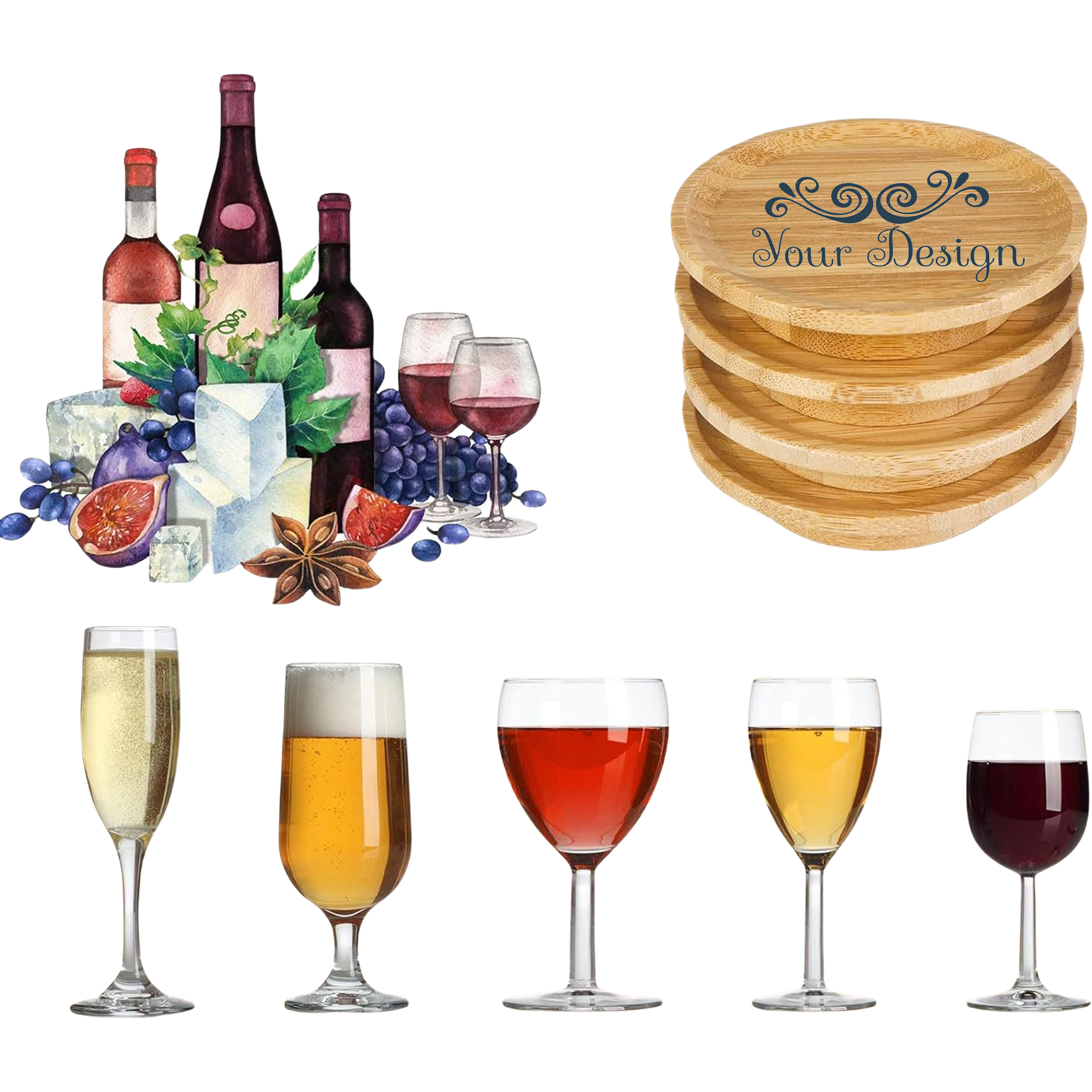 3.9" Round Bamboo Wine Glass Cover 3