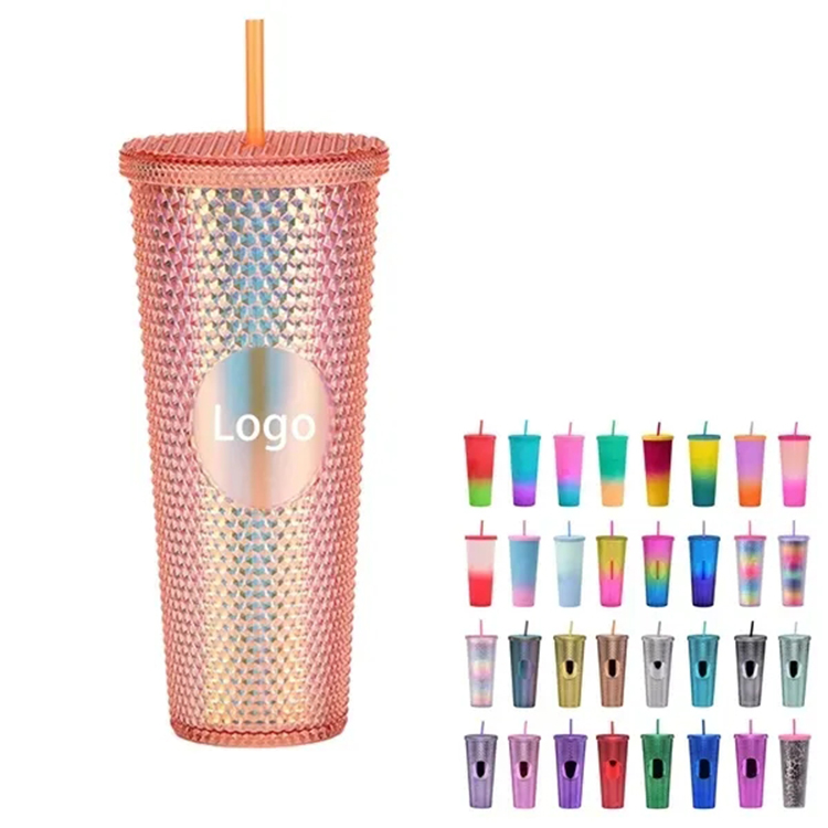Textured Studded Cup with lid And Straw 24Oz 2