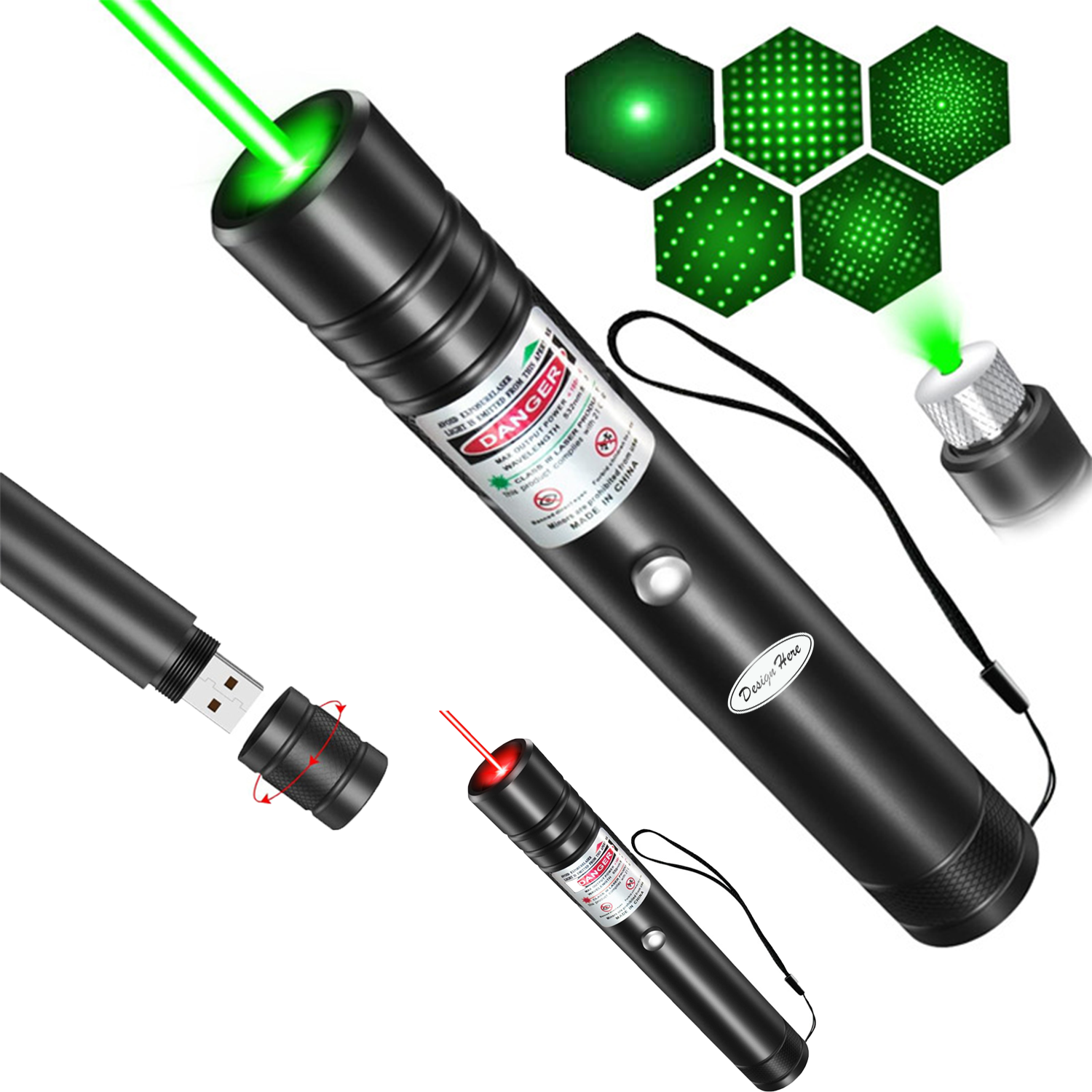 Portable USB Rechargeable Laser Flashlight 2