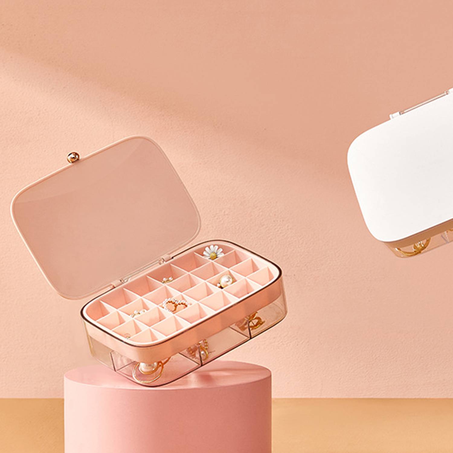 Shining Necklace Jewelry ABS Double Layer Storage Box 6