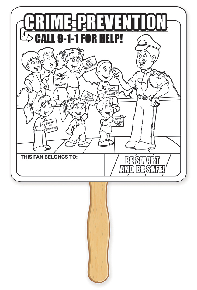 HAND FANS - Crime Prevention Coloring Hand Fan 3