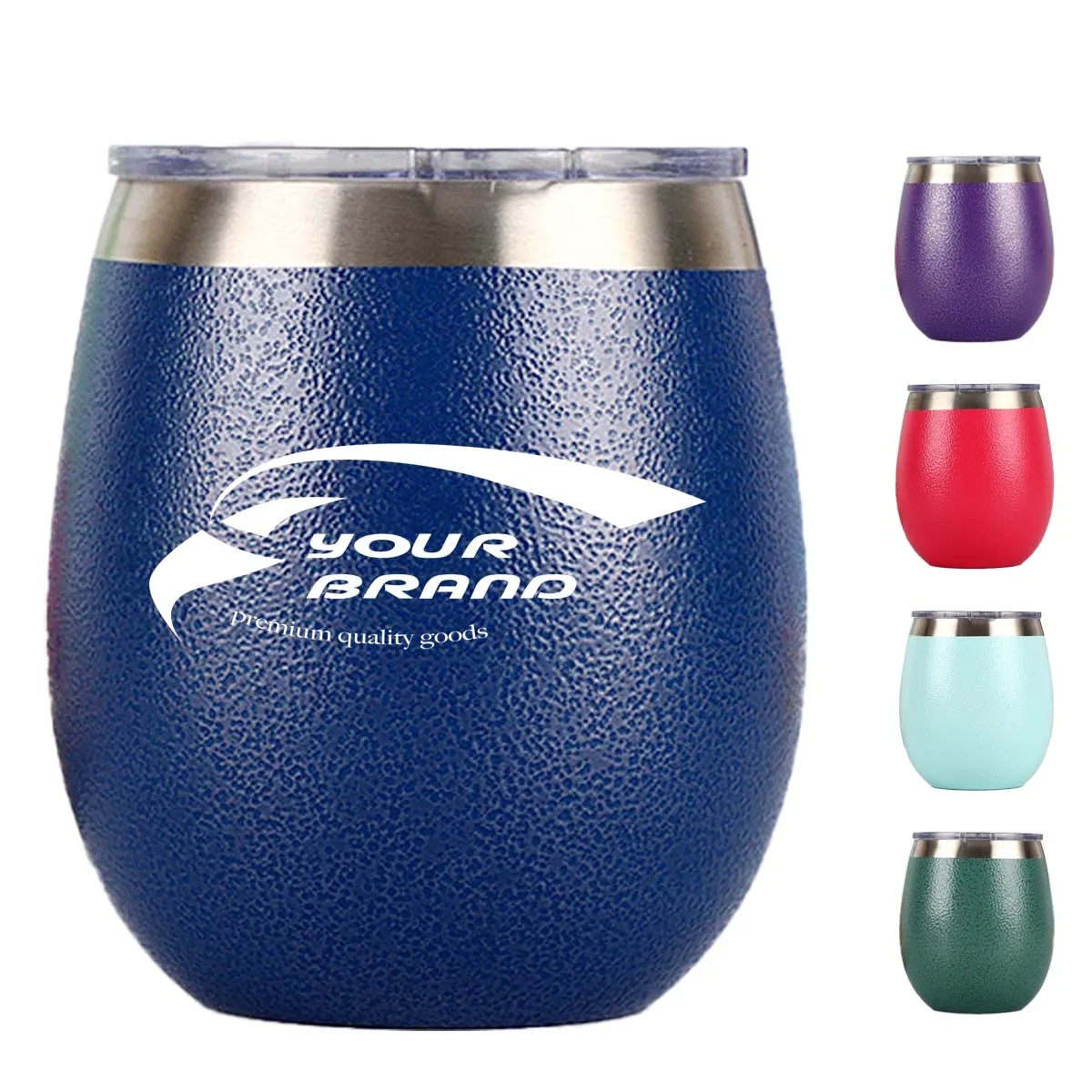 Stainless Steel Stemless Egg Wine Tumbler Cup With Lid 2