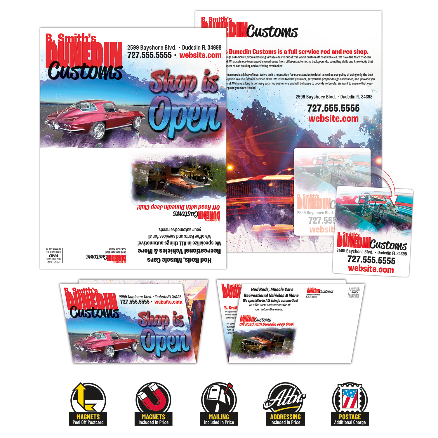 Standard Folded Postcard UV Coated - 10 pt. with 3.5x4 Magnet (25 mil.) 1