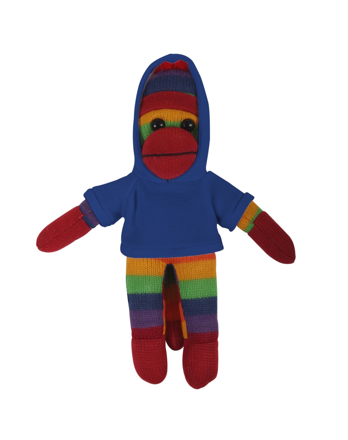 soft plush Rainbow Sock Monkey with hoodie 6