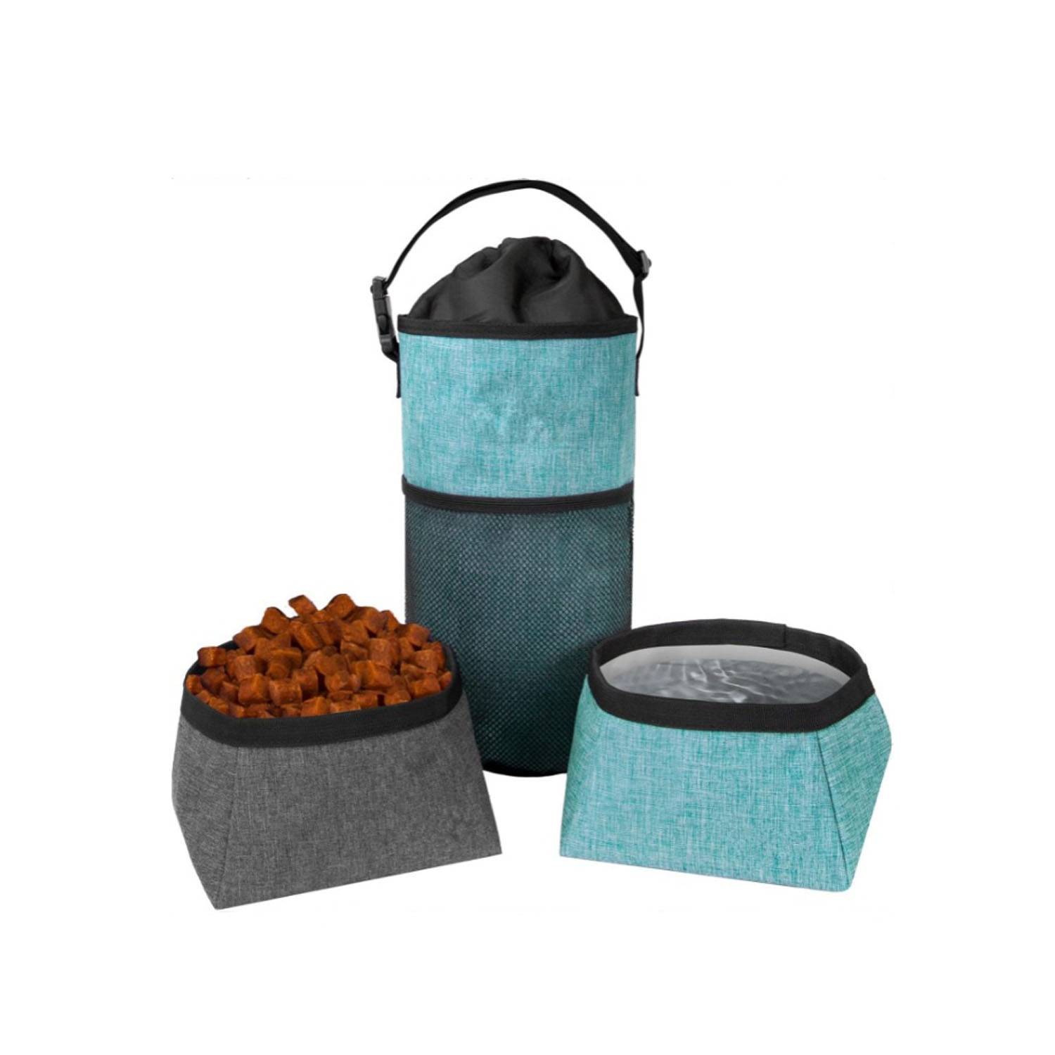 Foldable Waterproof Polyester Dog Food Bag and Bowls Set 11