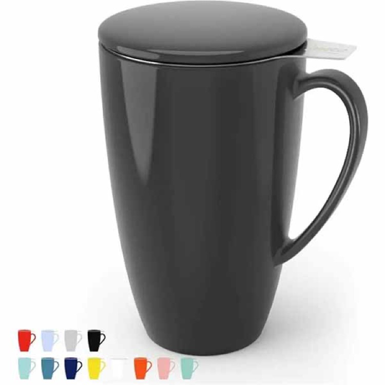 15 oz Porcelain Tea Mug with Infuser and Lid 4