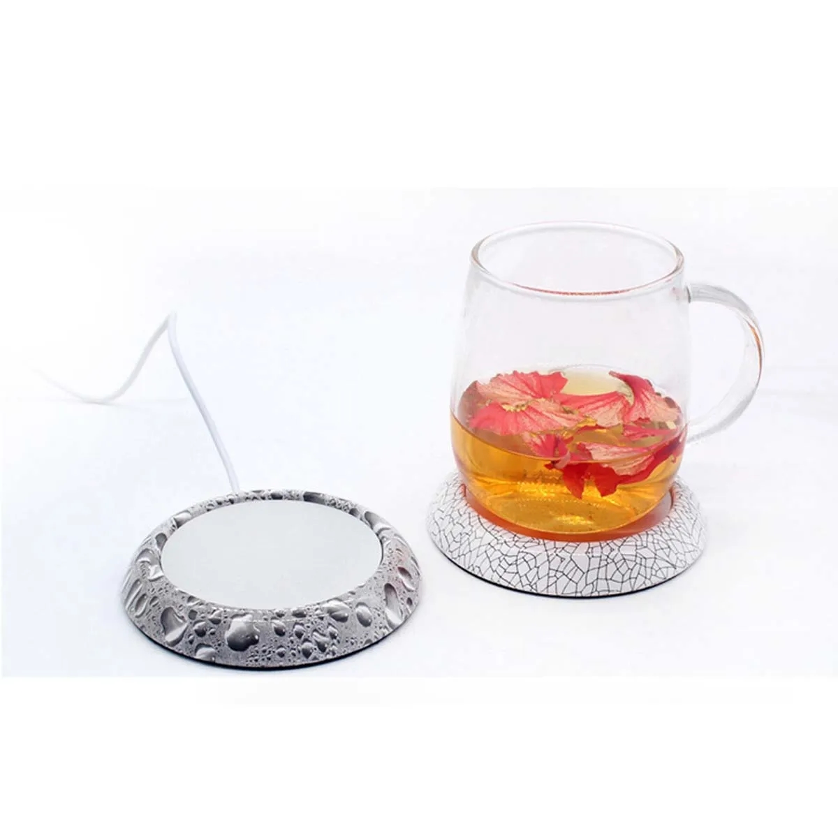 USB Cup Mug Warmer Wood & Metal Home Office Heater Coaster 6