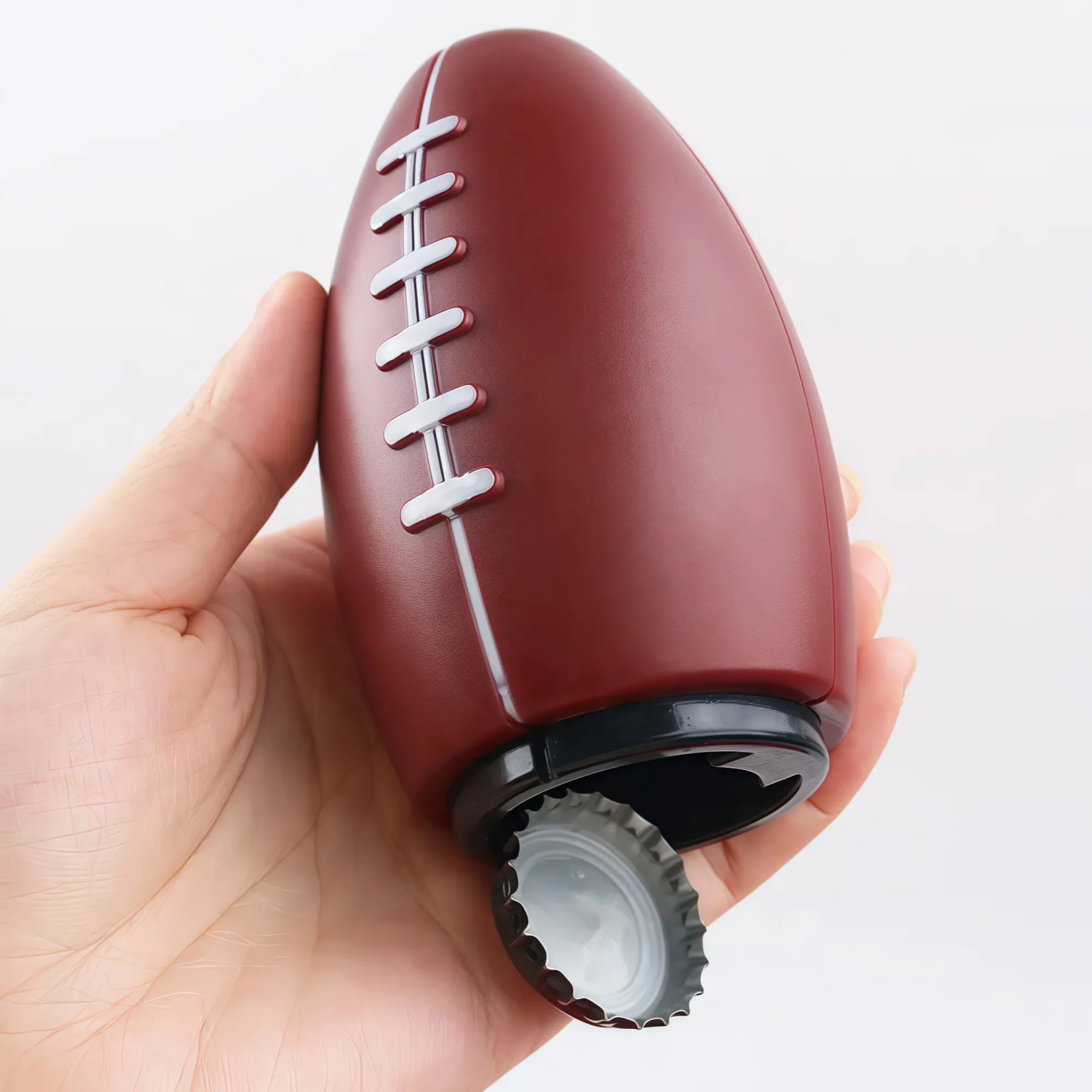 Football-Shaped Automatic Press Down Bottle Opener 4