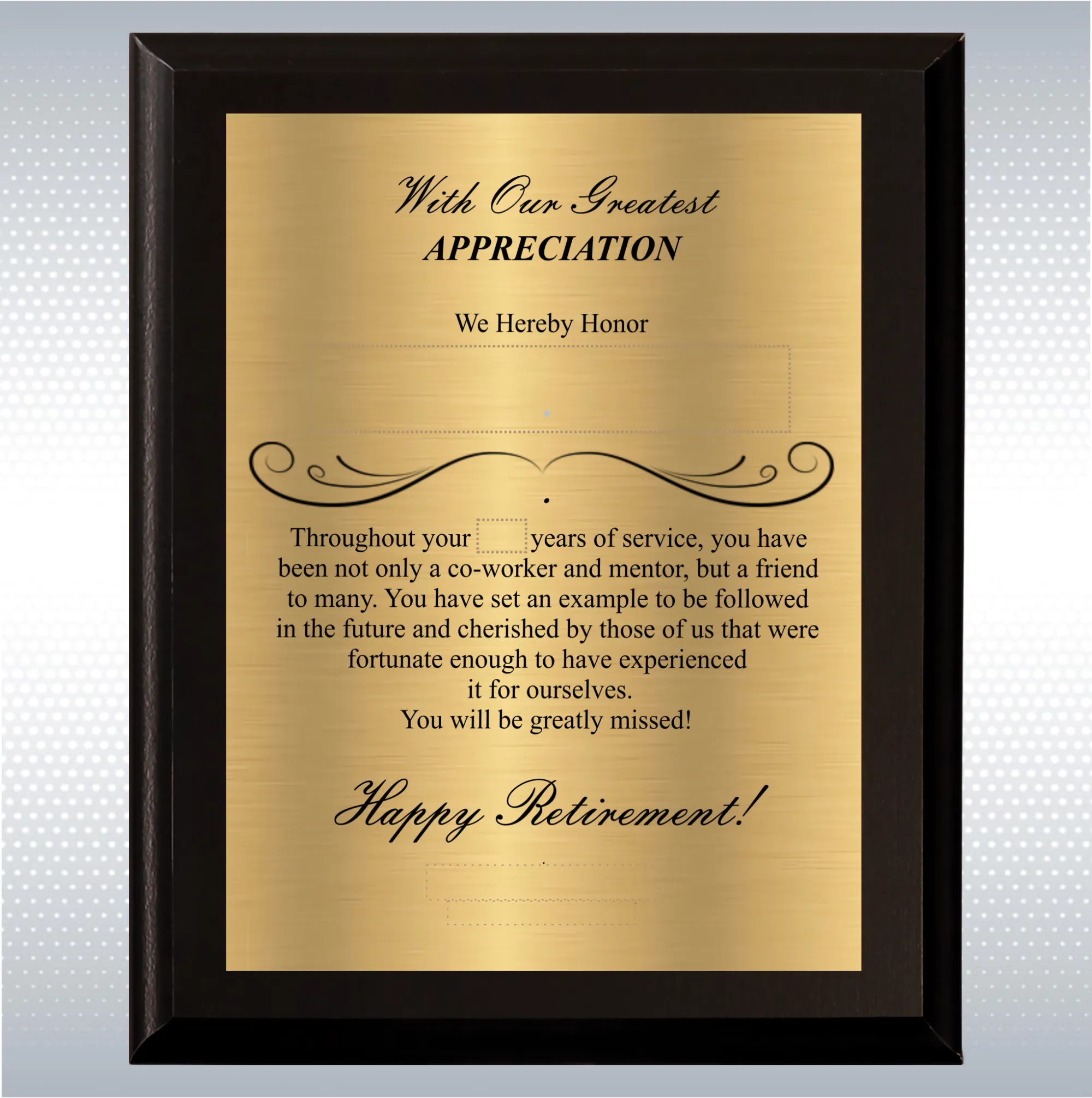 Black Matte Retirement Gift Award Plaque 4