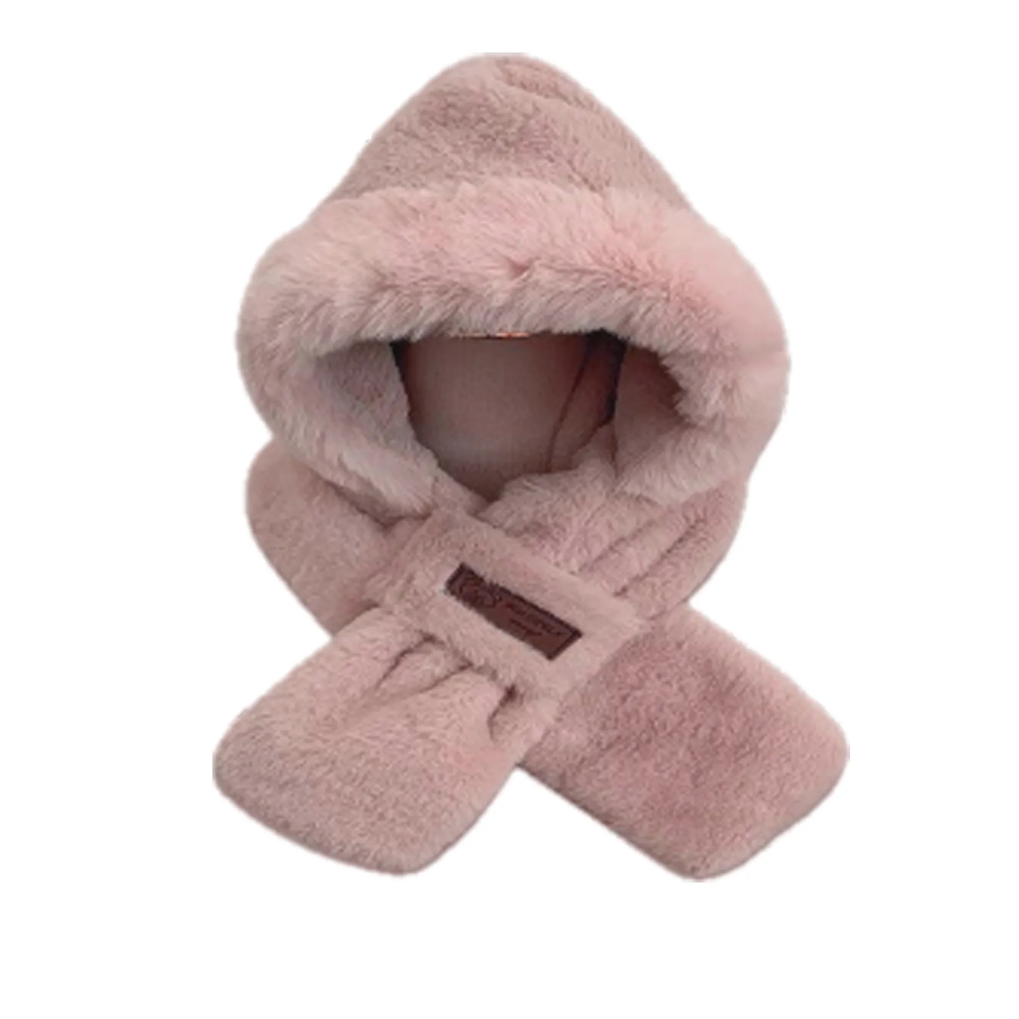 Women 2 In 1 Winter Warm Scarves And Hat 3